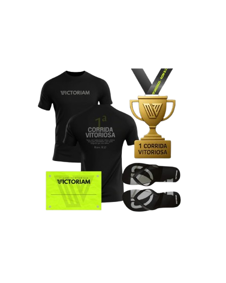 Kit Completo - Camisetas, Medalha, Chinelo e Número de Peito